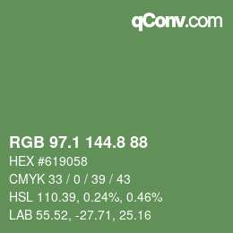 カラーコード: RGB 97.1 144.8 88 | qconv.com