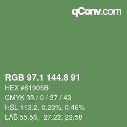 Color code: RGB 97.1 144.8 91 | qconv.com