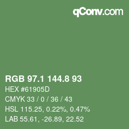 カラーコード: RGB 97.1 144.8 93 | qconv.com