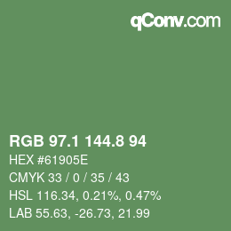 カラーコード: RGB 97.1 144.8 94 | qconv.com