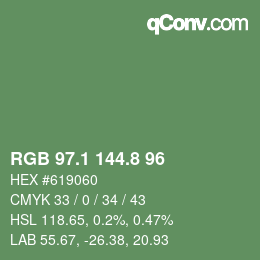 カラーコード: RGB 97.1 144.8 96 | qconv.com