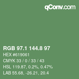 カラーコード: RGB 97.1 144.8 97 | qconv.com