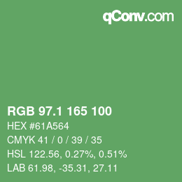 カラーコード: RGB 97.1 165 100 | qconv.com