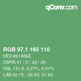 カラーコード: RGB 97.1 165 110 | qconv.com