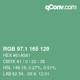 カラーコード: RGB 97.1 165 129 | qconv.com