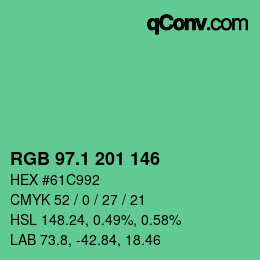 カラーコード: RGB 97.1 201 146 | qconv.com