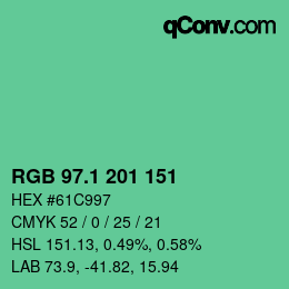 カラーコード: RGB 97.1 201 151 | qconv.com