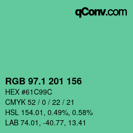 カラーコード: RGB 97.1 201 156 | qconv.com