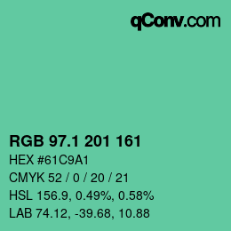 カラーコード: RGB 97.1 201 161 | qconv.com
