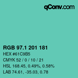 カラーコード: RGB 97.1 201 181 | qconv.com