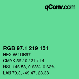 カラーコード: RGB 97.1 219 151 | qconv.com