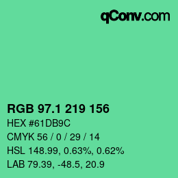 カラーコード: RGB 97.1 219 156 | qconv.com