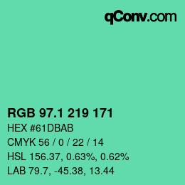 カラーコード: RGB 97.1 219 171 | qconv.com