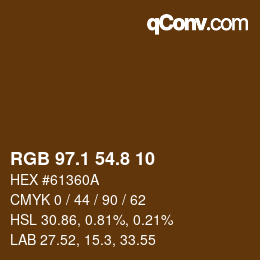 Color code: RGB 97.1 54.8 10 | qconv.com