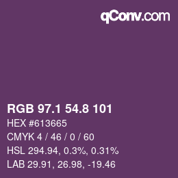 カラーコード: RGB 97.1 54.8 101 | qconv.com