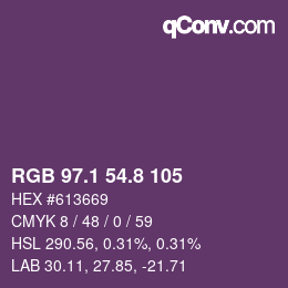 カラーコード: RGB 97.1 54.8 105 | qconv.com