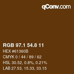 Color code: RGB 97.1 54.8 11 | qconv.com