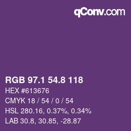 カラーコード: RGB 97.1 54.8 118 | qconv.com