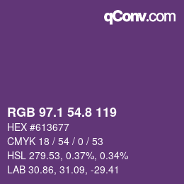 カラーコード: RGB 97.1 54.8 119 | qconv.com