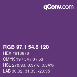 カラーコード: RGB 97.1 54.8 120 | qconv.com