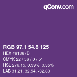 カラーコード: RGB 97.1 54.8 125 | qconv.com