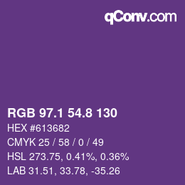 カラーコード: RGB 97.1 54.8 130 | qconv.com