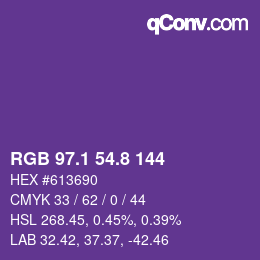 カラーコード: RGB 97.1 54.8 144 | qconv.com