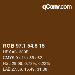 Color code: RGB 97.1 54.8 15 | qconv.com