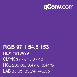カラーコード: RGB 97.1 54.8 153 | qconv.com