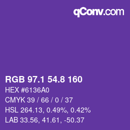 カラーコード: RGB 97.1 54.8 160 | qconv.com