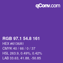 カラーコード: RGB 97.1 54.8 161 | qconv.com