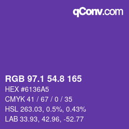 カラーコード: RGB 97.1 54.8 165 | qconv.com