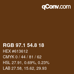 Color code: RGB 97.1 54.8 18 | qconv.com
