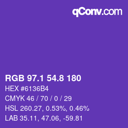 カラーコード: RGB 97.1 54.8 180 | qconv.com