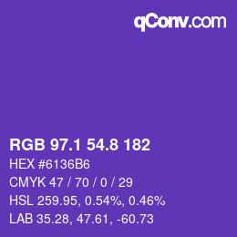 カラーコード: RGB 97.1 54.8 182 | qconv.com