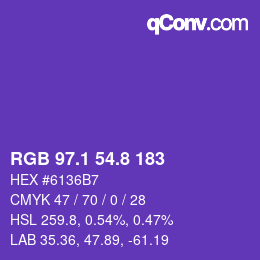 カラーコード: RGB 97.1 54.8 183 | qconv.com