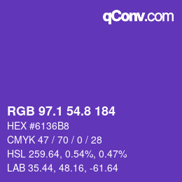 カラーコード: RGB 97.1 54.8 184 | qconv.com