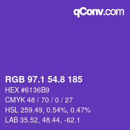 カラーコード: RGB 97.1 54.8 185 | qconv.com