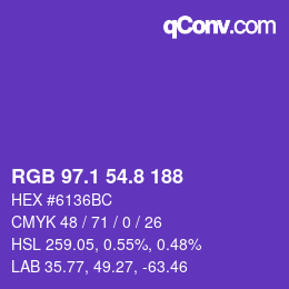 カラーコード: RGB 97.1 54.8 188 | qconv.com