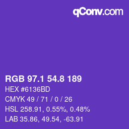 カラーコード: RGB 97.1 54.8 189 | qconv.com