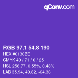カラーコード: RGB 97.1 54.8 190 | qconv.com