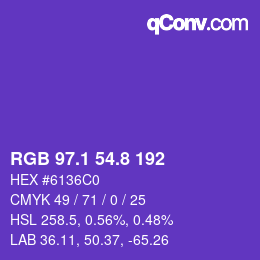 カラーコード: RGB 97.1 54.8 192 | qconv.com