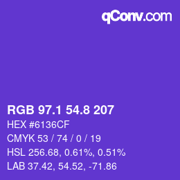 カラーコード: RGB 97.1 54.8 207 | qconv.com
