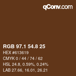 Color code: RGB 97.1 54.8 25 | qconv.com