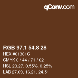 Color code: RGB 97.1 54.8 28 | qconv.com