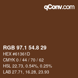 Color code: RGB 97.1 54.8 29 | qconv.com