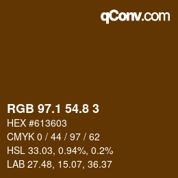Color code: RGB 97.1 54.8 3 | qconv.com