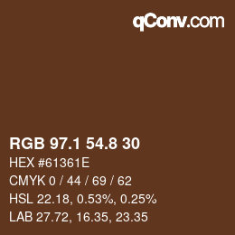 Color code: RGB 97.1 54.8 30 | qconv.com