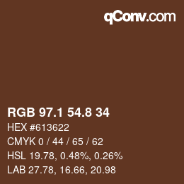カラーコード: RGB 97.1 54.8 34 | qconv.com