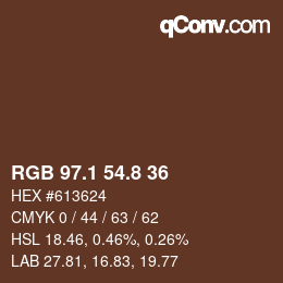 カラーコード: RGB 97.1 54.8 36 | qconv.com